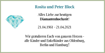 Hochzeitsanzeige von Rosita Block von NWZ