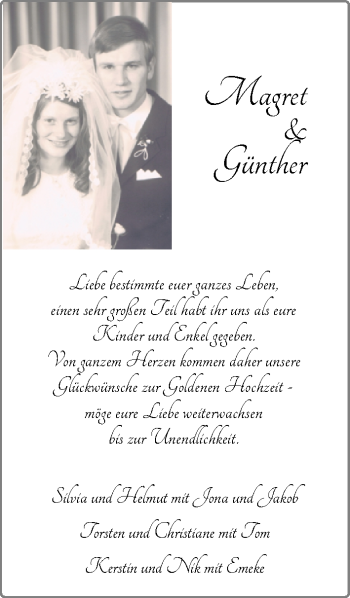 Hochzeitsanzeige von Günther  von NWZ