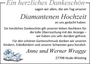 Hochzeitsanzeige von Anne Wragge von NWZ