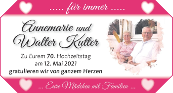 Hochzeitsanzeige von Annemarie Kutter von NWZ