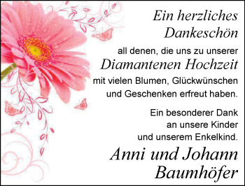 Hochzeitsanzeige von Anni Baumhöfer von NWZ
