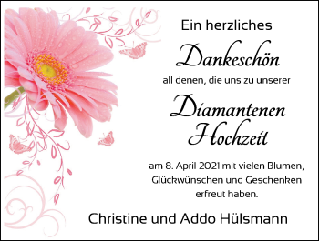 Hochzeitsanzeige von Christine Hülsmann von NWZ