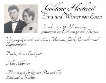 Hochzeitsanzeige von Erna von Essen von NWZ