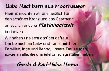 Hochzeitsanzeige von Gerda Haane von NWZ