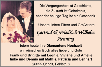 Hochzeitsanzeige von Gertrud Henning von NWZ