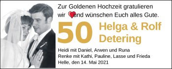 Hochzeitsanzeige von Helga Detering von NWZ