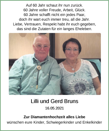 Hochzeitsanzeige von Lilli Bruns von NWZ