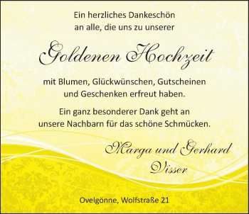 Hochzeitsanzeige von Marga Visser von NWZ