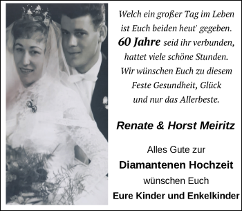 Hochzeitsanzeige von Renate Meiritz von NWZ