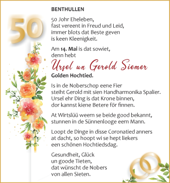 Hochzeitsanzeige von Ursel Siemer von NWZ