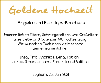 Hochzeitsanzeige von Angela Irps-Borchers von NWZ