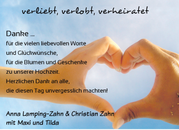Hochzeitsanzeige von Anna Lamping-Zahn von NWZ