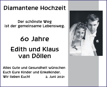 Hochzeitsanzeige von Edith van Döllen von NWZ