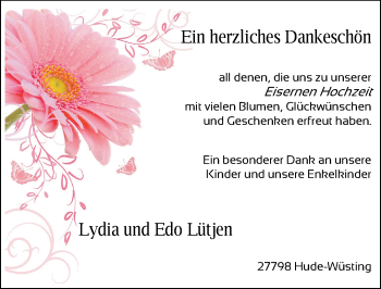 Hochzeitsanzeige von Edo Lütjen von NWZ