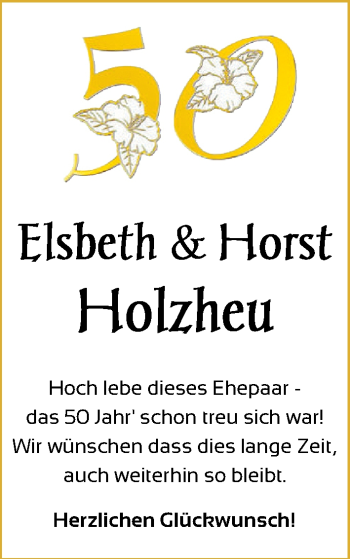 Hochzeitsanzeige von Elsbeth Holzheu von NWZ