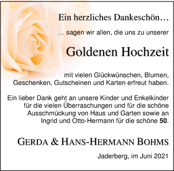 Hochzeitsanzeige von Gerda Bohms von NWZ