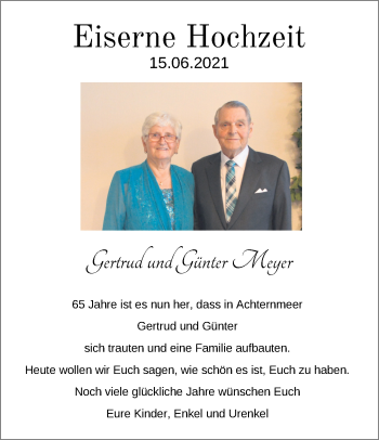 Hochzeitsanzeige von Gertrud Meyer von NWZ