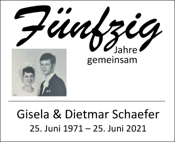 Hochzeitsanzeige von Gisela Schaefer von NWZ