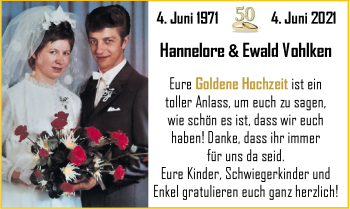 Hochzeitsanzeige von Hannelore Vohlken von NWZ