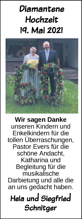 Hochzeitsanzeige von Hela Schnitger von NWZ