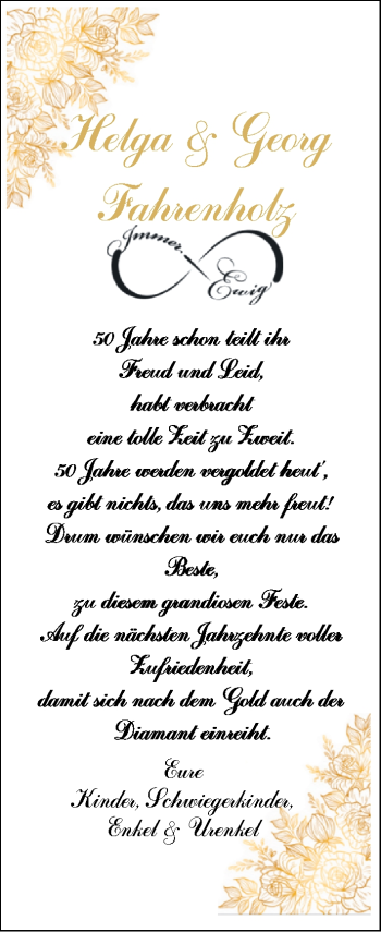 Hochzeitsanzeige von Helga Fahrenholz von NWZ