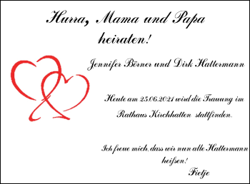 Hochzeitsanzeige von Jennifer Börner von NWZ