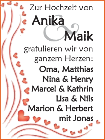 Hochzeitsanzeige von Anika  von EZ