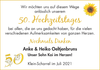 Hochzeitsanzeige von Anke Oeltjenbruns von NWZ
