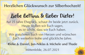 Hochzeitsanzeige von Bettina  von NWZ