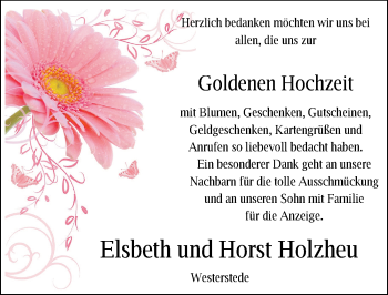 Hochzeitsanzeige von Elsbeth Holzheu von NWZ