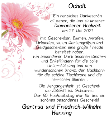Hochzeitsanzeige von Gertrud Henning von NWZ