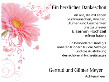 Hochzeitsanzeige von Gertrud Meyer von NWZ