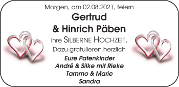 Hochzeitsanzeige von Gertrud Päben von EZ