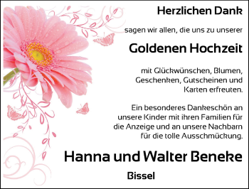 Hochzeitsanzeige von hanna Beneke von NWZ