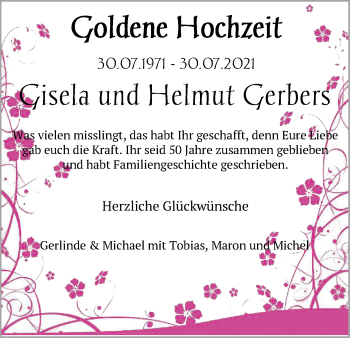 Hochzeitsanzeige von Helmut Gerbers von NWZ
