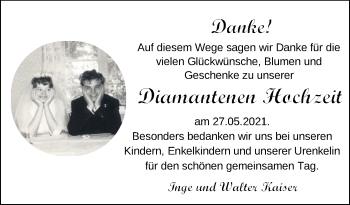 Hochzeitsanzeige von Inge Kaiser von NWZ