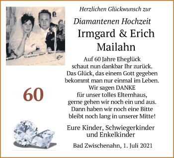 Hochzeitsanzeige von Irmard Meilahn von NWZ