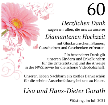 Hochzeitsanzeige von Lisa Gorath von NWZ