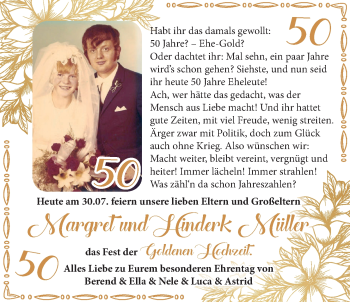 Hochzeitsanzeige von Margret Müller von EZ