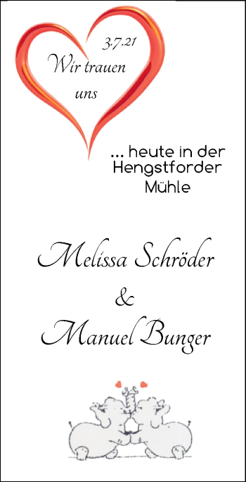 Hochzeitsanzeige von Melissa Manuel von NWZ