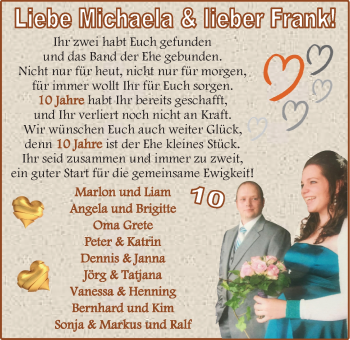 Hochzeitsanzeige von Michaela  von EZ