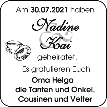 Hochzeitsanzeige von Nadine  von EZ