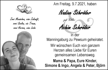 Hochzeitsanzeige von Nadine Schröder von EZ