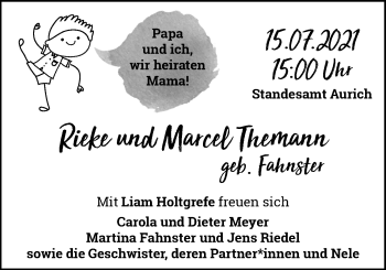 Hochzeitsanzeige von Rieke Themann von EZ
