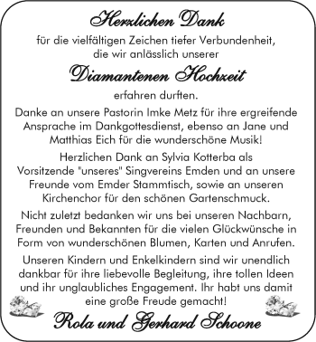 Hochzeitsanzeige von Rola Schoone von EZ