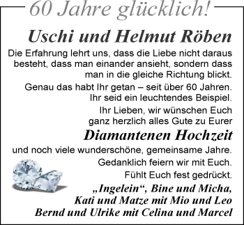Hochzeitsanzeige von Uschi Röben von NWZ