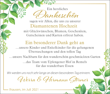 Hochzeitsanzeige von Werra Störmer von NWZ