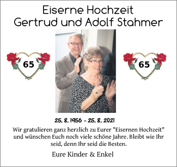 Hochzeitsanzeige von Adolf Stahmer von NWZ