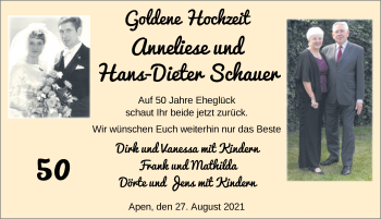 Hochzeitsanzeige von Anneliese Schauer von NWZ
