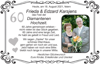 Hochzeitsanzeige von Frieda Karsjens von EZ